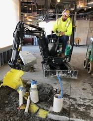 9vxB Battery Excavator Working Fairfield CT ENTAL BATTERY MINI EXCAVATOR KATO IHI 9VXB BATTERY MINI EXCAVATOR WITH TRENCH BEAK GRAPPLE FOR SLAB REMOVAL ELECTRIC MINI EXCAVATORS WITH BATTERIES